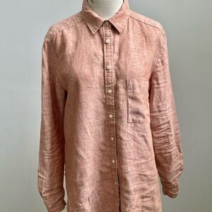 LOFT Linen Peach Button-Up Blouse